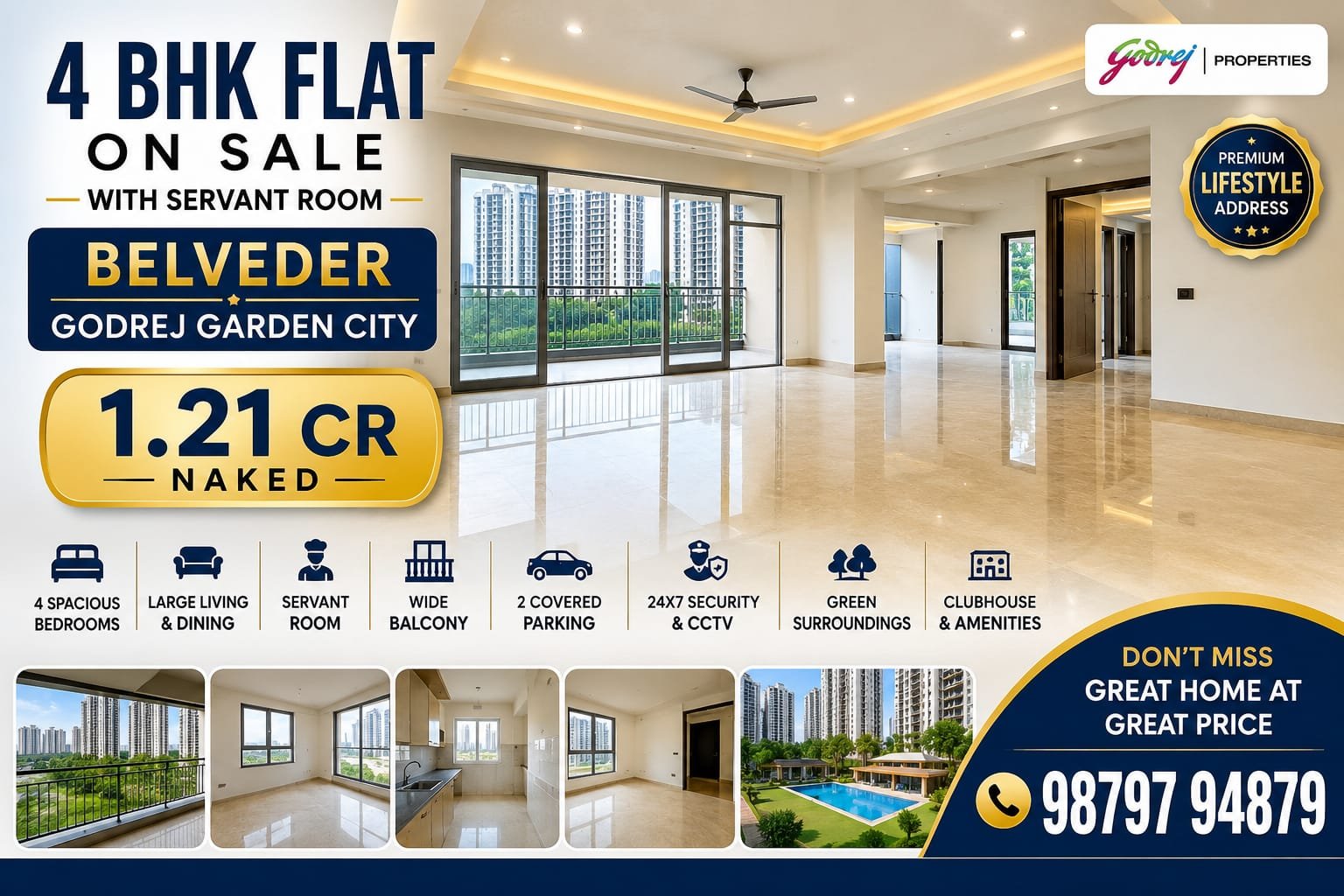 4 BHK Flat with Servant Room - Belvedere