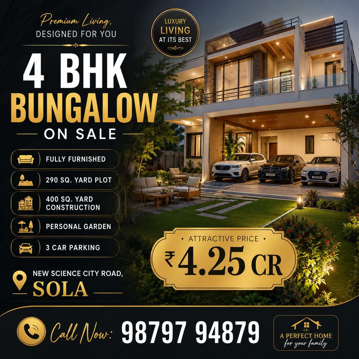 4 BHK Bungalow - New Science City Road, Sola