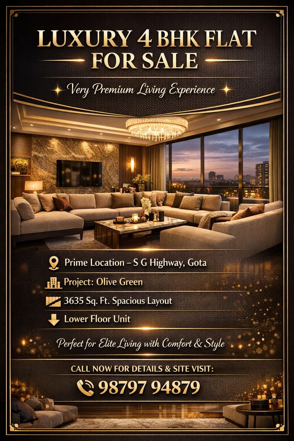 Luxury 4 BHK Flat - Olive Green, SG Highway